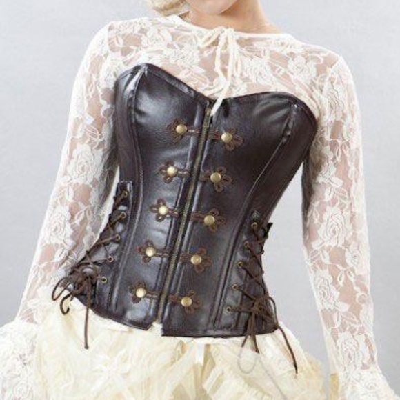 ROCK OVERBUST CORSET WITH FRONT ZIP - Picture 1 of 4